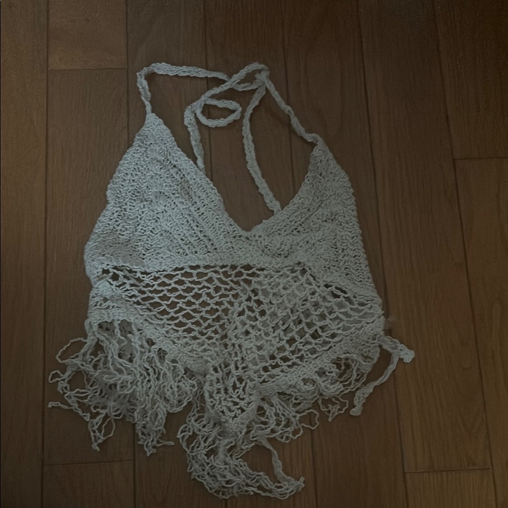 White Crochet Halter Top